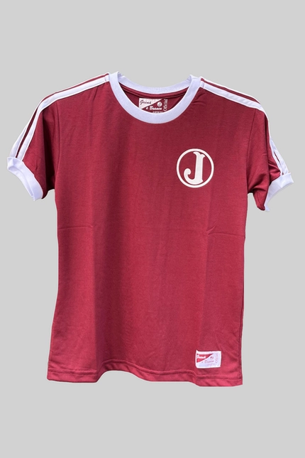 CAMISETA JUVENIL RETRÔ ANOS 80 JUVENTUS GRENÁ E BRANCO