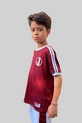 CAMISETA INFANTIL RETRÔ ANOS 80 JUVENTUS GRENÁ E BRANCO
